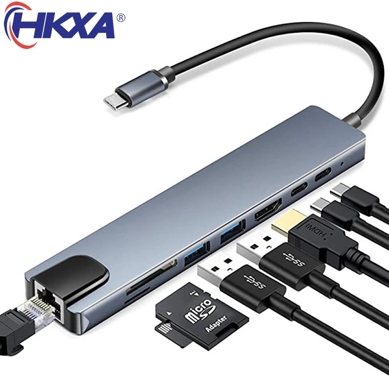 USB C Hub Type-C 3.1 to 4K HDMI-Compatible RJ45 USB SD/TF Card Reader PD Fast Charge 8-in-1 USB Dock For MacBook Air Pro PC HUB
USB C Hub Type-C 3.1 to 4K HDMI-Compatible RJ45 USB SD/TF Card Reader PD Fast Charge 8-in-1 USB Dock For MacBook Air Pro PC HUB