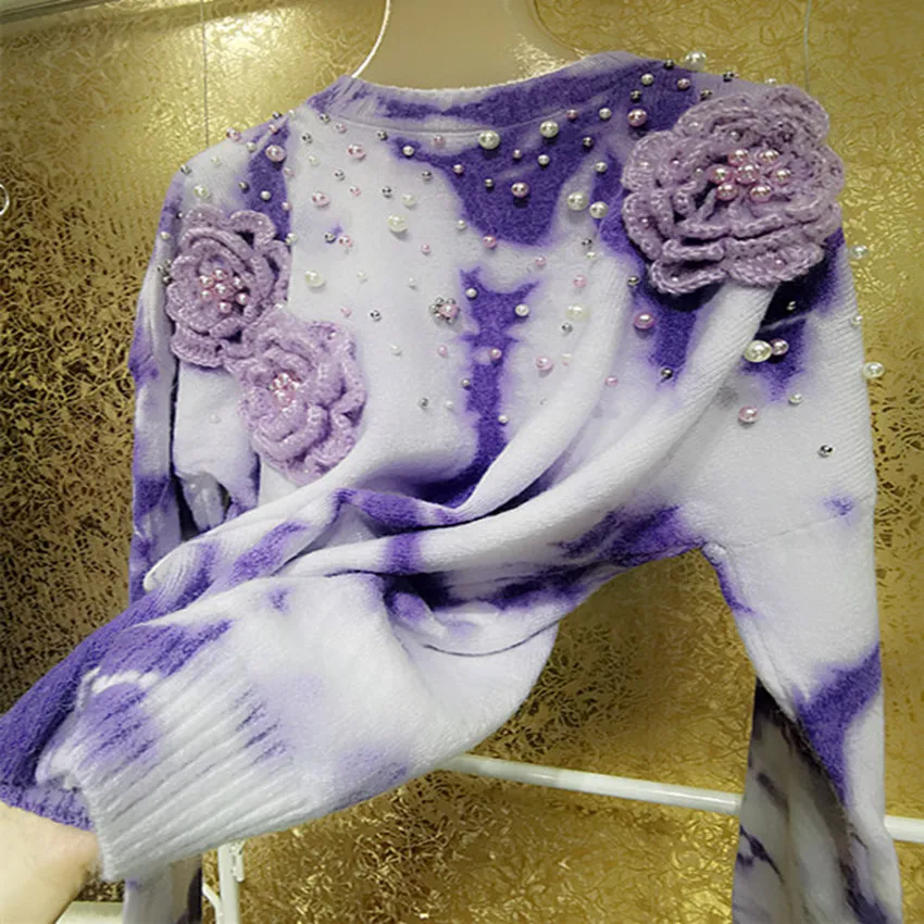 Luxury heavy industry winter high-grade beaded sweater women purple three-dimensional crocheted flowers loose warm thick pullove
Luxury heavy industry winter high-grade beaded sweater women purple three-dimensional crocheted flowers loose warm thick pullove