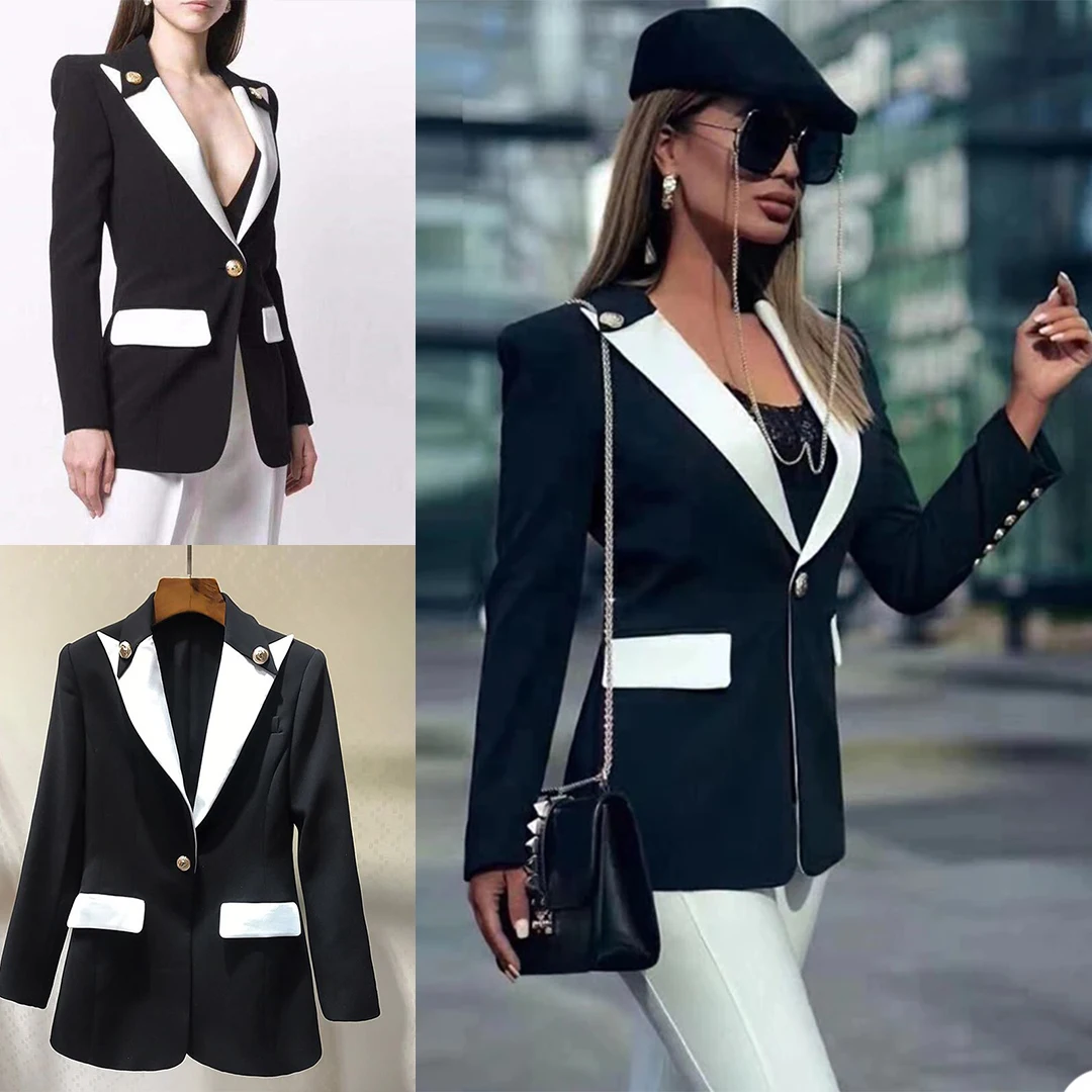 Vintage Sexy Fashion Women Suits Custom Made White Black Patchwork Blazer Office Lady One Button Coat 1 Pieces
Vintage Sexy Fashion Women Suits Custom Made White Black Patchwork Blazer Office Lady One Button Coat 1 Pieces