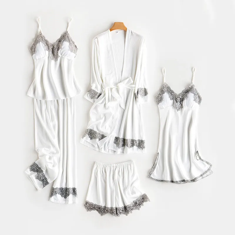 Women Robe Kimono Faux Silk Bathrobe Gown Sexy Sleepwear Nightwear With Lace Satin Bridal Wedding Gift Intimate Lingerie
Women Robe Kimono Faux Silk Bathrobe Gown Sexy Sleepwear Nightwear With Lace Satin Bridal Wedding Gift Intimate Lingerie