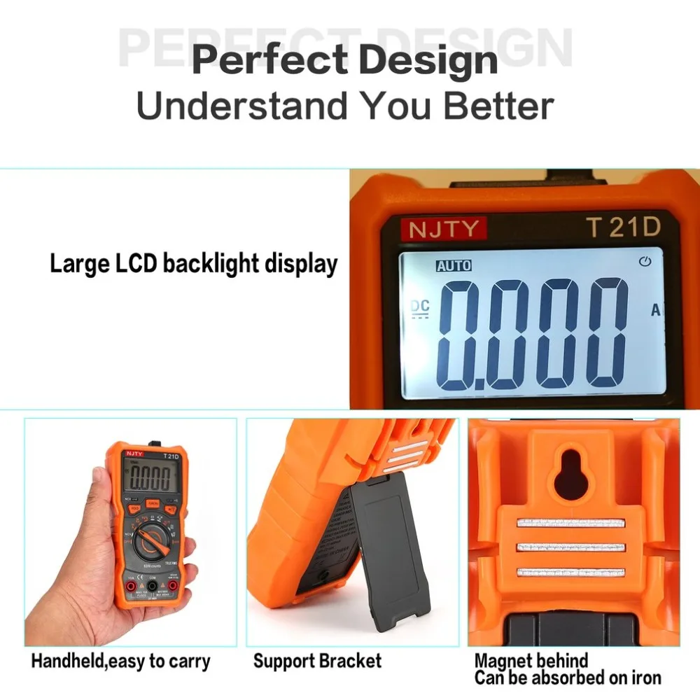 Digital Multimeter NJTY T21C DC/AC Voltage Current Meter Handheld Ammeter Ohm Diode NCV Tester 2000 Counts Multitester
Digital Multimeter NJTY T21C DC/AC Voltage Current Meter Handheld Ammeter Ohm Diode NCV Tester 2000 Counts Multitester