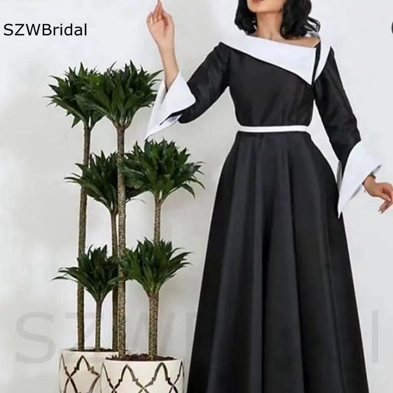 New Arrival High Neck Long sleeve Evening dresses Black White Abaya dubai Evening gowns Vestidos de noche
New Arrival High Neck Long sleeve Evening dresses Black White Abaya dubai Evening gowns Vestidos de noche