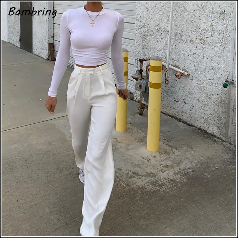 Women White Straight Suit Pants Fashion Office Ladies Loose Mid Waist Long Trousers Casual Mopping Pants High Street Chic Pocket
Women White Straight Suit Pants Fashion Office Ladies Loose Mid Waist Long Trousers Casual Mopping Pants High Street Chic Pocket