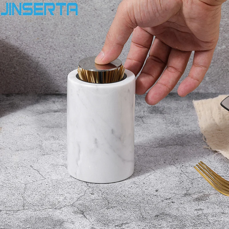JINSERTA Natural Marble Push Toothpick Holder Luxury White Home Living Room Restaurant Hotel Toothpick Storage Decor Box
JINSERTA Natural Marble Push Toothpick Holder Luxury White Home Living Room Restaurant Hotel Toothpick Storage Decor Box
