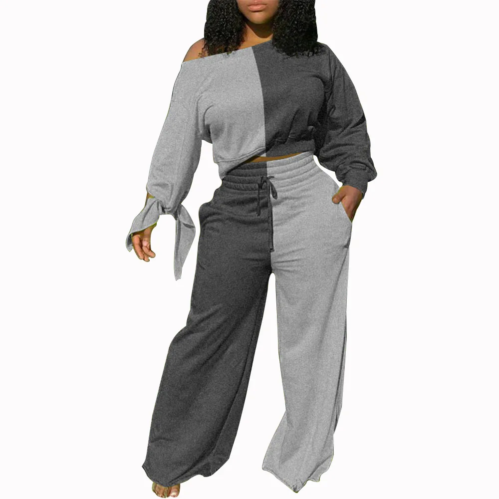 Plus Size Women Tracksuit Loose Long Sleeve Tees Elastic Waist Wide Leg Trousers Set Patchwork 2 Piece Sporty Suits ropa mujer
Plus Size Women Tracksuit Loose Long Sleeve Tees Elastic Waist Wide Leg Trousers Set Patchwork 2 Piece Sporty Suits ropa mujer