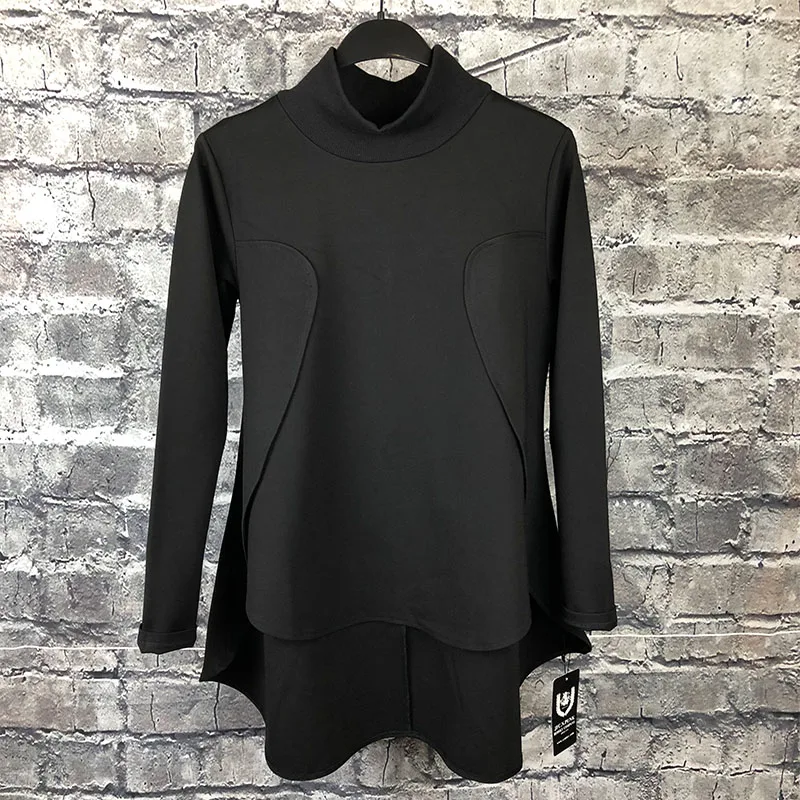 Autumn and winter Harajuku style men's loose high-necked tide brand stitching black slim and irregular front short back
Autumn and winter Harajuku style men's loose high-necked tide brand stitching black slim and irregular front short back