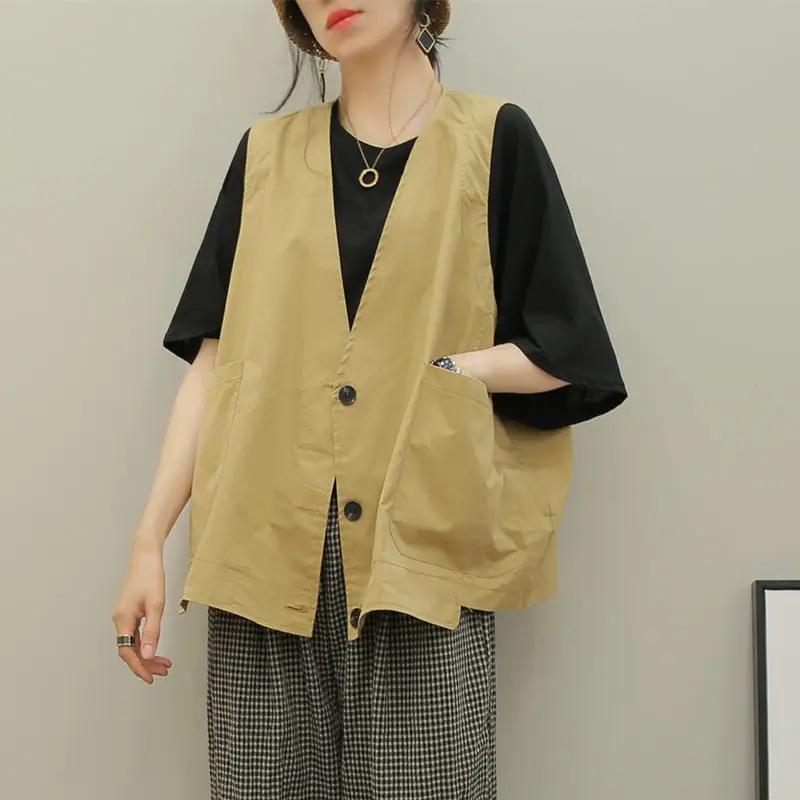 2022 Summer New Loose Waistcoat Cardigan Single-breasted Pocket Women Clothing Large Size Autumn Sleeveless Vest Jacket aq903
2022 Summer New Loose Waistcoat Cardigan Single-breasted Pocket Women Clothing Large Size Autumn Sleeveless Vest Jacket aq903
