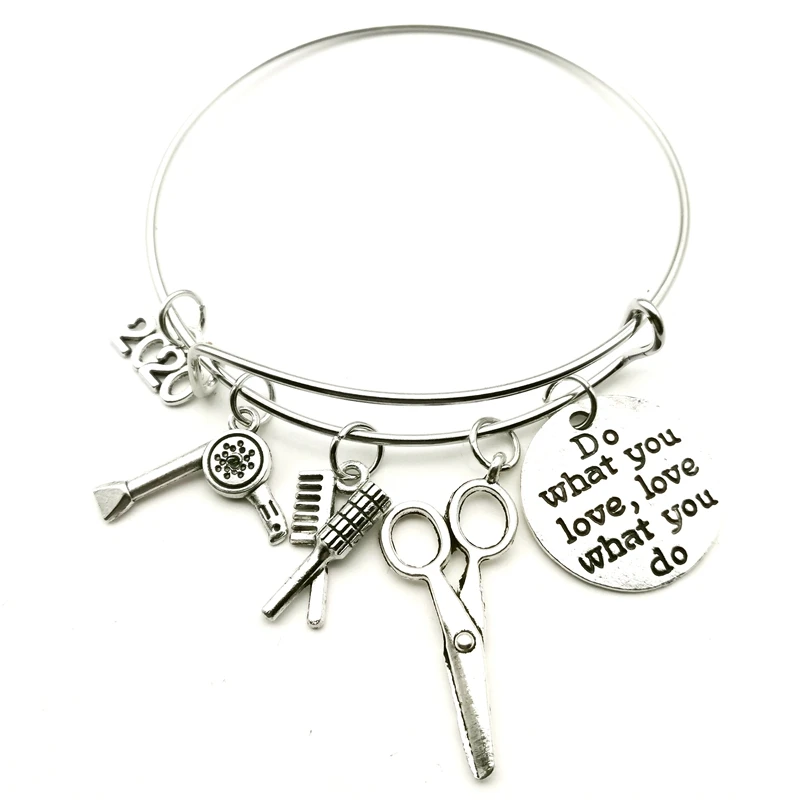 2020 New You Love, Love What You Do Fashion Hairdressing Supplies Hair Dryer Scissors Steel Bracelet Female Jewelry Gift
2020 New You Love, Love What You Do Fashion Hairdressing Supplies Hair Dryer Scissors Steel Bracelet Female Jewelry Gift