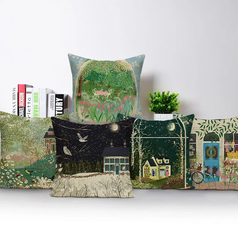 Retro Rural Cushion Cover Decor Colorful Flowers House Tree Pillow Case for Sofa Home Car Floral Birds Pillow Covers
Retro Rural Cushion Cover Decor Colorful Flowers House Tree Pillow Case for Sofa Home Car Floral Birds Pillow Covers