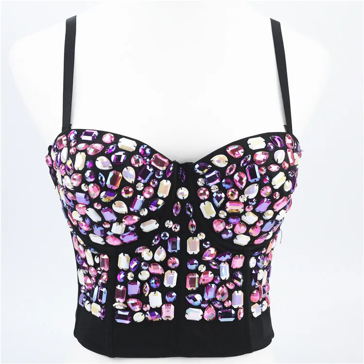 Vest Sling Sexy Colorful Acrylic Rhinestone Tube Top Corselets Bachelorette Bustier Bra Push Up Slim Fit Bralette Cropped Top
Vest Sling Sexy Colorful Acrylic Rhinestone Tube Top Corselets Bachelorette Bustier Bra Push Up Slim Fit Bralette Cropped Top
