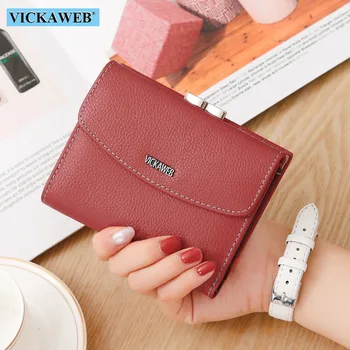 VICKAWEB 여성용 작은 지갑, 화려한 정품 가죽 지갑, 여성 패션 지갑, 여성 돈 지갑, 걸쇠 클러치