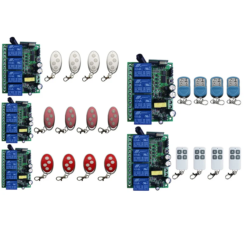 Smart Home AC110V 220V 230V 4CH 4 CH Wireless Remote Control LED Light Switch Relay Output Radio Receiver Module+Transmitter
Smart Home AC110V 220V 230V 4CH 4 CH Wireless Remote Control LED Light Switch Relay Output Radio Receiver Module+Transmitter