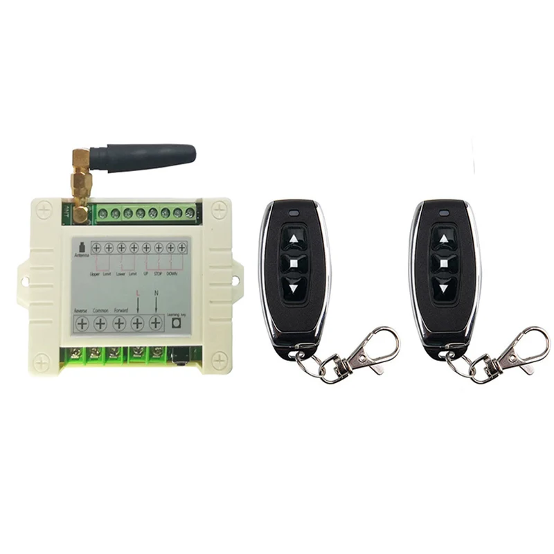 433mhz RF 220V electric door/curtain/shutters limit wireless radio remote control switch for forward and reverse motors
433mhz RF 220V electric door/curtain/shutters limit wireless radio remote control switch for forward and reverse motors