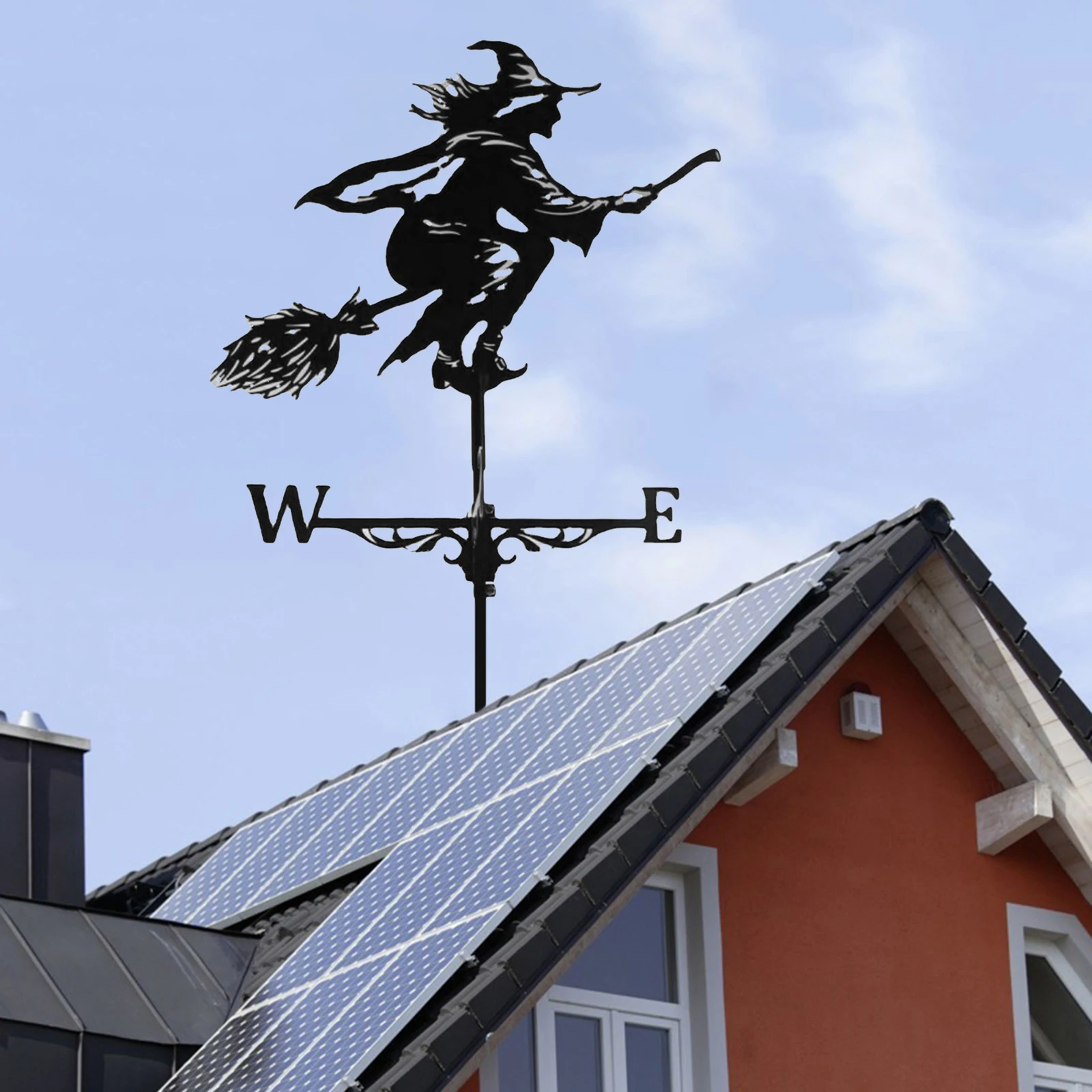 Black Iron Weathervane with Witch Decor Ornament Wind Direction Indicator Windmill Cottage Cupola for Lawn Outdoor Courtyard
Black Iron Weathervane with Witch Decor Ornament Wind Direction Indicator Windmill Cottage Cupola for Lawn Outdoor Courtyard