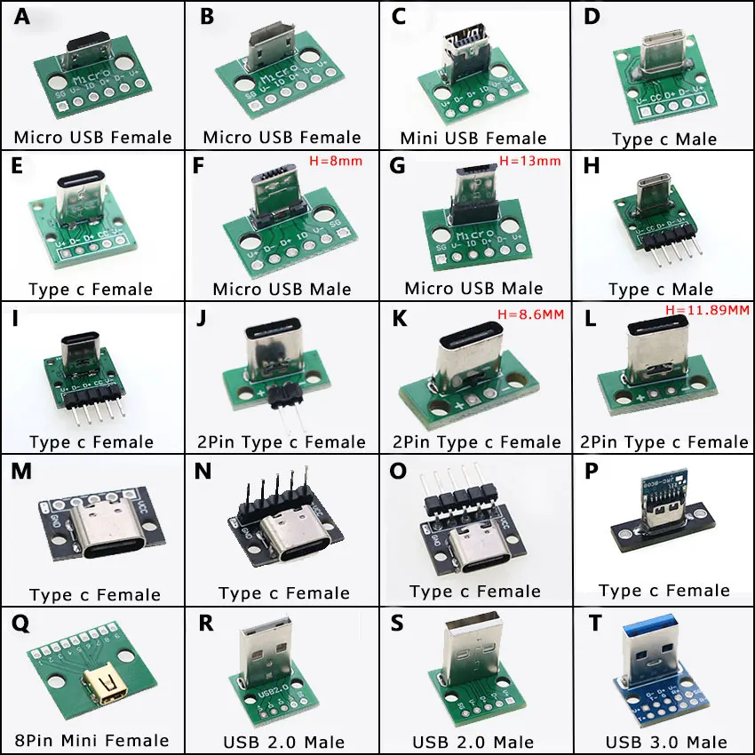 1Pcs Data Charging Cable Jack Test Board with Pin Header 90 Degree Micro Mini USB Type C 2Pin USB 3.0 2.0 Female Male connector
1Pcs Data Charging Cable Jack Test Board with Pin Header 90 Degree Micro Mini USB Type C 2Pin USB 3.0 2.0 Female Male connector