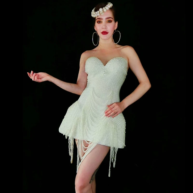 White Pearls Beading Dress Women Evening Prom Birthday Party Dresses Female Singer Nightclub Bar Stage Performance Dance Wear
White Pearls Beading Dress Women Evening Prom Birthday Party Dresses Female Singer Nightclub Bar Stage Performance Dance Wear