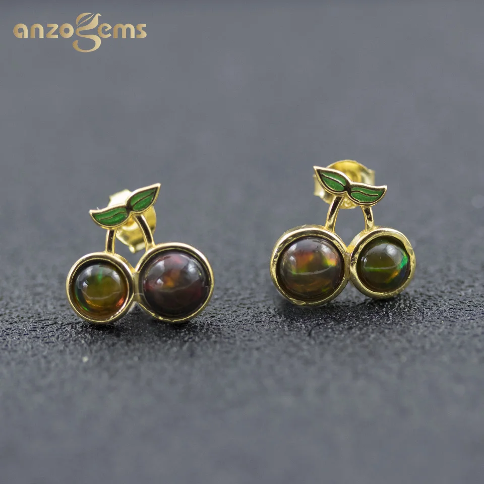 Anzogems cute natural black opal stud earrings 925 sterling silver gemstone fine jewelry for women girl gift cherry earring
Anzogems cute natural black opal stud earrings 925 sterling silver gemstone fine jewelry for women girl gift cherry earring