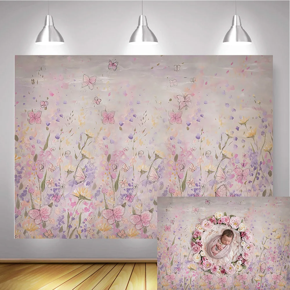 Newborn Oil Painting Themed Portrait Backdrop Photography Butterfly Flowers Birthday Art Pink Background for Photo Stuido
Newborn Oil Painting Themed Portrait Backdrop Photography Butterfly Flowers Birthday Art Pink Background for Photo Stuido