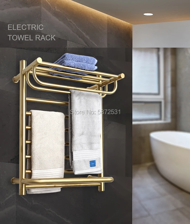 Luxurious Gold Color Electric Wall Mounted Towel Warmer Rail Heated Rack 304 stainless steel Electric towel rack for bathroom
Luxurious Gold Color Electric Wall Mounted Towel Warmer Rail Heated Rack 304 stainless steel Electric towel rack for bathroom