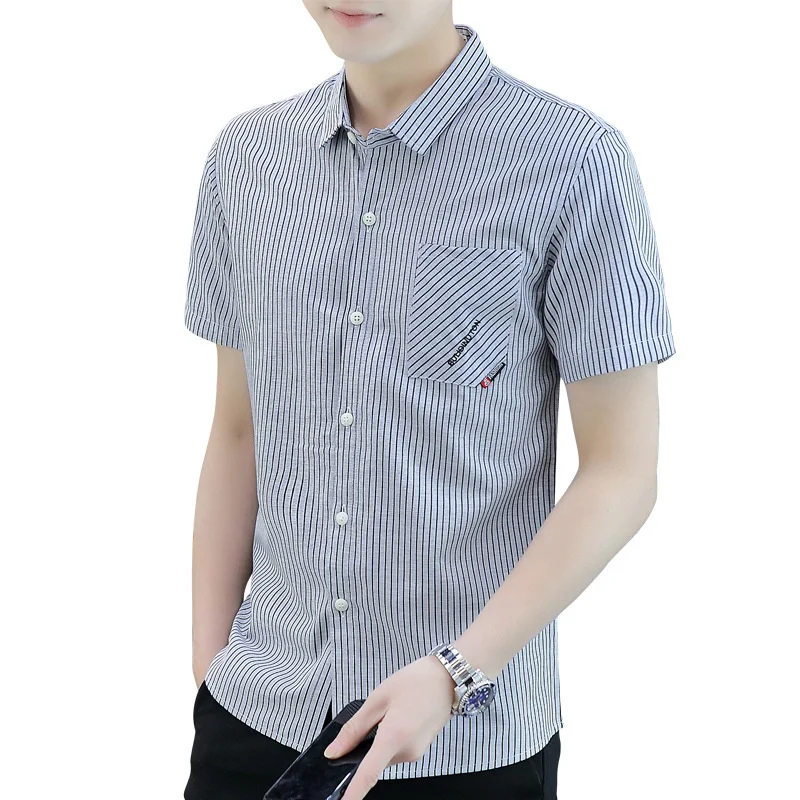 Casual Men's Fashion Shirts Slim Harajuku Business Short Sleeve Personality Trend Youth Stripe Lapel Loose All-match Cardigan
Casual Men's Fashion Shirts Slim Harajuku Business Short Sleeve Personality Trend Youth Stripe Lapel Loose All-match Cardigan