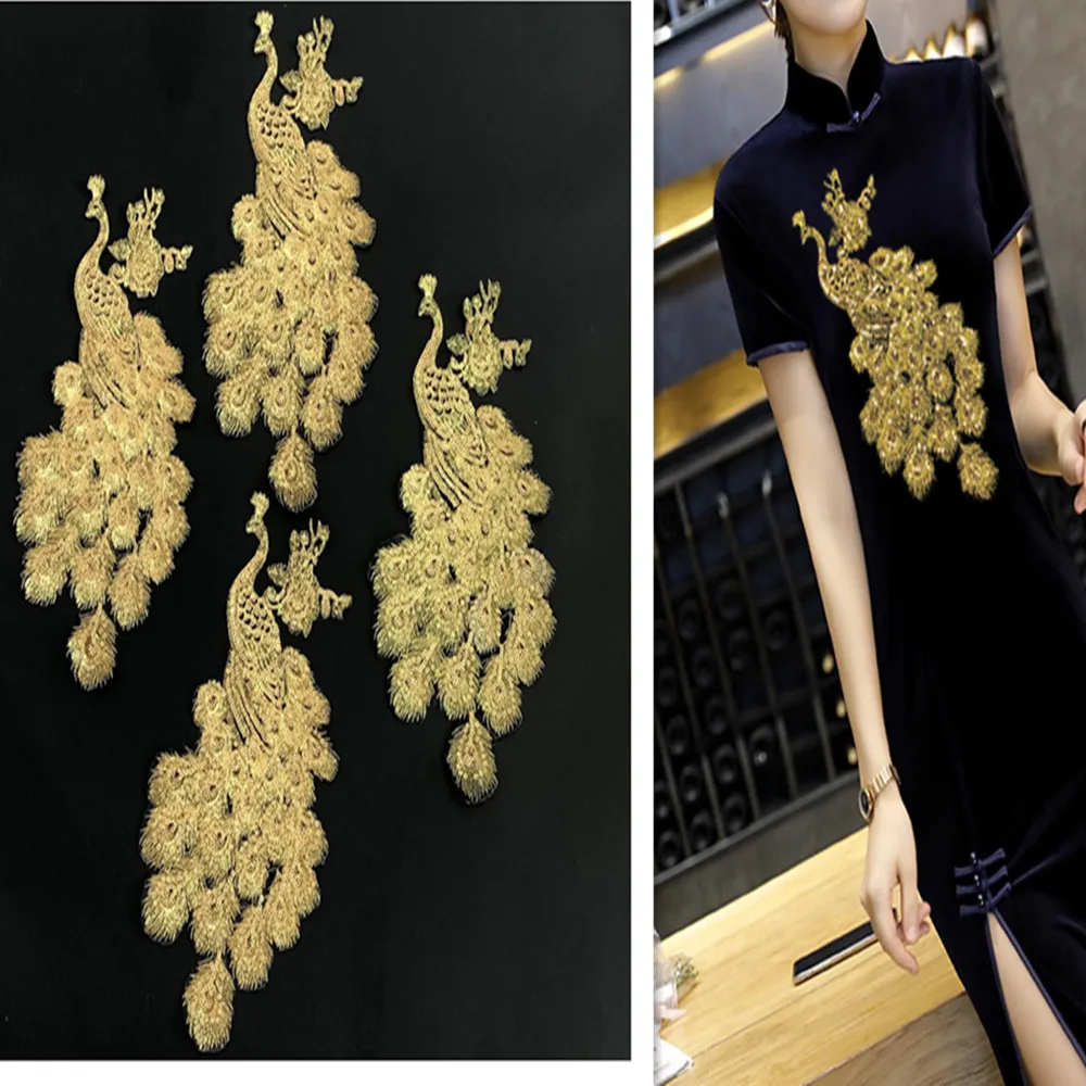 1Pcs Gold Sequin Peacock Embroidery Patch Iron Sticker Applique Lace Fabric Flower Patches For Dress Robe Clothes Decor Craft
1Pcs Gold Sequin Peacock Embroidery Patch Iron Sticker Applique Lace Fabric Flower Patches For Dress Robe Clothes Decor Craft