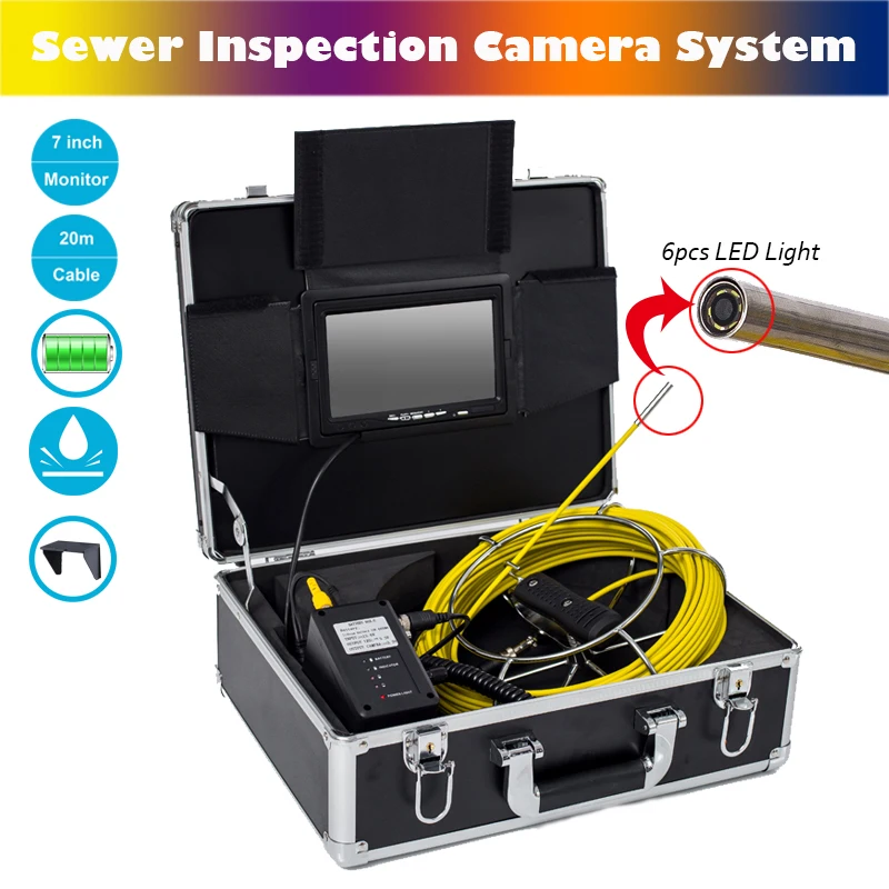 20m High Quality Cable Industrial Sewer Inspection System 7inch 6pcs LEDS Light 6.5mm Endoscope Video Camera With Sun-visor
20m High Quality Cable Industrial Sewer Inspection System 7inch 6pcs LEDS Light 6.5mm Endoscope Video Camera With Sun-visor