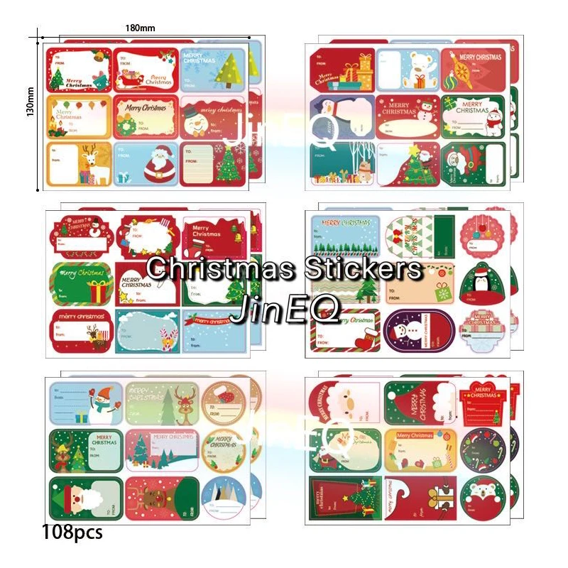 108Pcs/12Sheets Merry Christmas Written Stickers Handmade Cake Packaging Sealing Label Stickers for Baking DIY Gift Stickers
108Pcs/12Sheets Merry Christmas Written Stickers Handmade Cake Packaging Sealing Label Stickers for Baking DIY Gift Stickers