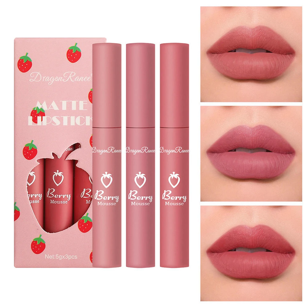 3 Pcs/Set Strawberry Matte Lip Gloss Long Lasting Tint Waterproof Matte Lip Glaze Set kawaii Makeup Women Cosmetics Wholesale
3 Pcs/Set Strawberry Matte Lip Gloss Long Lasting Tint Waterproof Matte Lip Glaze Set kawaii Makeup Women Cosmetics Wholesale