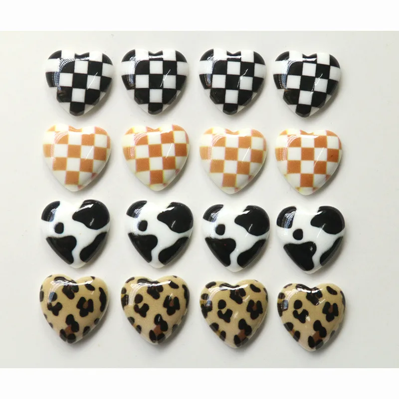 50pcs/lot color Leopard lattice pattern print cartoon hearts shape resin flatback beads diy jewelry garment/hair accessory
50pcs/lot color Leopard lattice pattern print cartoon hearts shape resin flatback beads diy jewelry garment/hair accessory