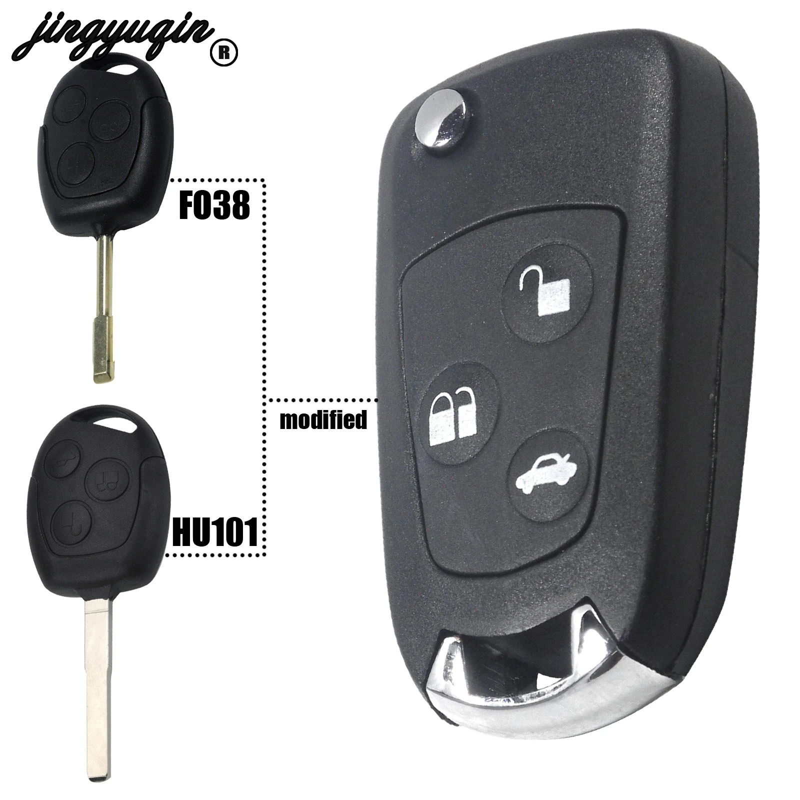 jingyuqin 3 Buttons New Modified FO38/HU101 blank Folding Remote Key Flip Fob Shell For FORD FOCUS MONDEO Fiesta
jingyuqin 3 Buttons New Modified FO38/HU101 blank Folding Remote Key Flip Fob Shell For FORD FOCUS MONDEO Fiesta