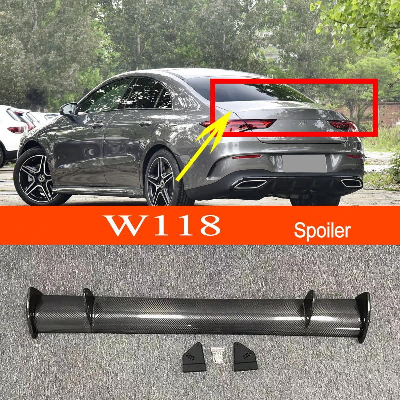 W118 Carbon Fiber / FRP GT-style Car-styling Sporty Rear Trunk Wing Spoiler for Mercedes-Benz CLA-class W118 2020 2021 2022
W118 Carbon Fiber / FRP GT-style Car-styling Sporty Rear Trunk Wing Spoiler for Mercedes-Benz CLA-class W118 2020 2021 2022