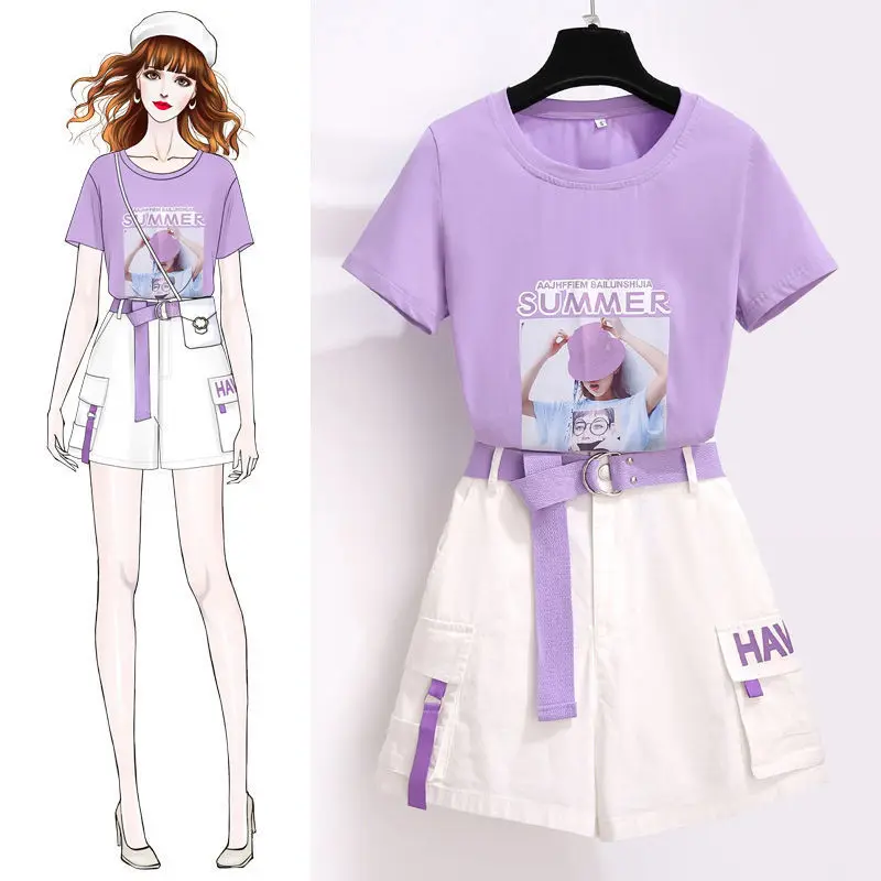 2023 New Small Single/Set Female Summer Temperament Western Style T-Shirt Tops Fashion Shorts Pants Two-Piece Suit Women L708
2023 New Small Single/Set Female Summer Temperament Western Style T-Shirt Tops Fashion Shorts Pants Two-Piece Suit Women L708