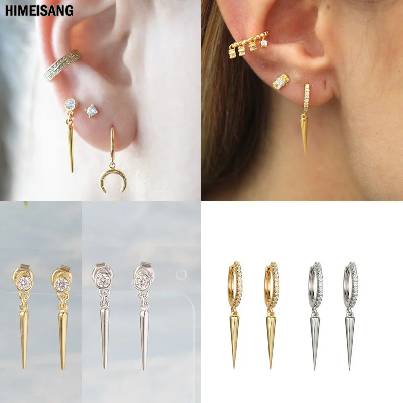 Silver Gold Filled Long Dangle Huggie Stud Earring Female Male Round CZ Zircon Cones Circle Drop Earrings for Women Men Jewelry
Silver Gold Filled Long Dangle Huggie Stud Earring Female Male Round CZ Zircon Cones Circle Drop Earrings for Women Men Jewelry
