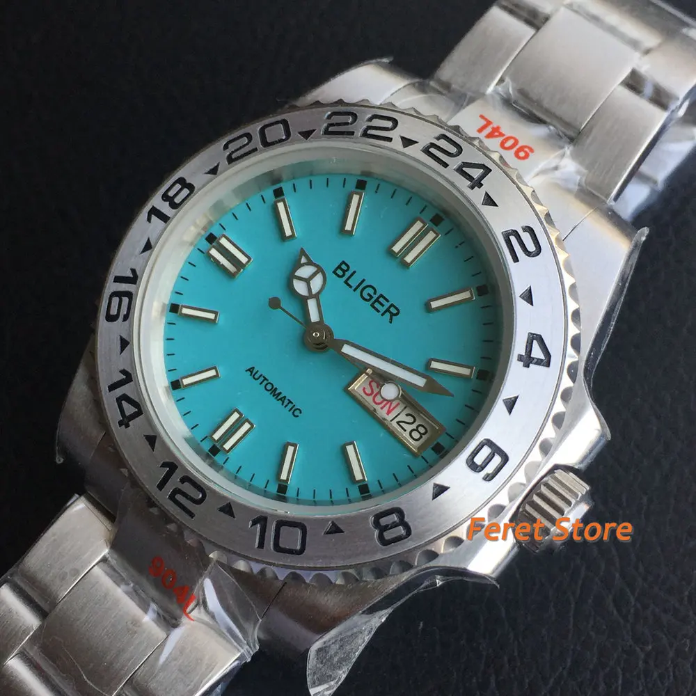New Bliger 40mm Watch NH36A Sapphire Crystal Date Week Blue Dial Ceramic Bezel Luminous Stainless Steel Automatic Mens Watch
New Bliger 40mm Watch NH36A Sapphire Crystal Date Week Blue Dial Ceramic Bezel Luminous Stainless Steel Automatic Mens Watch