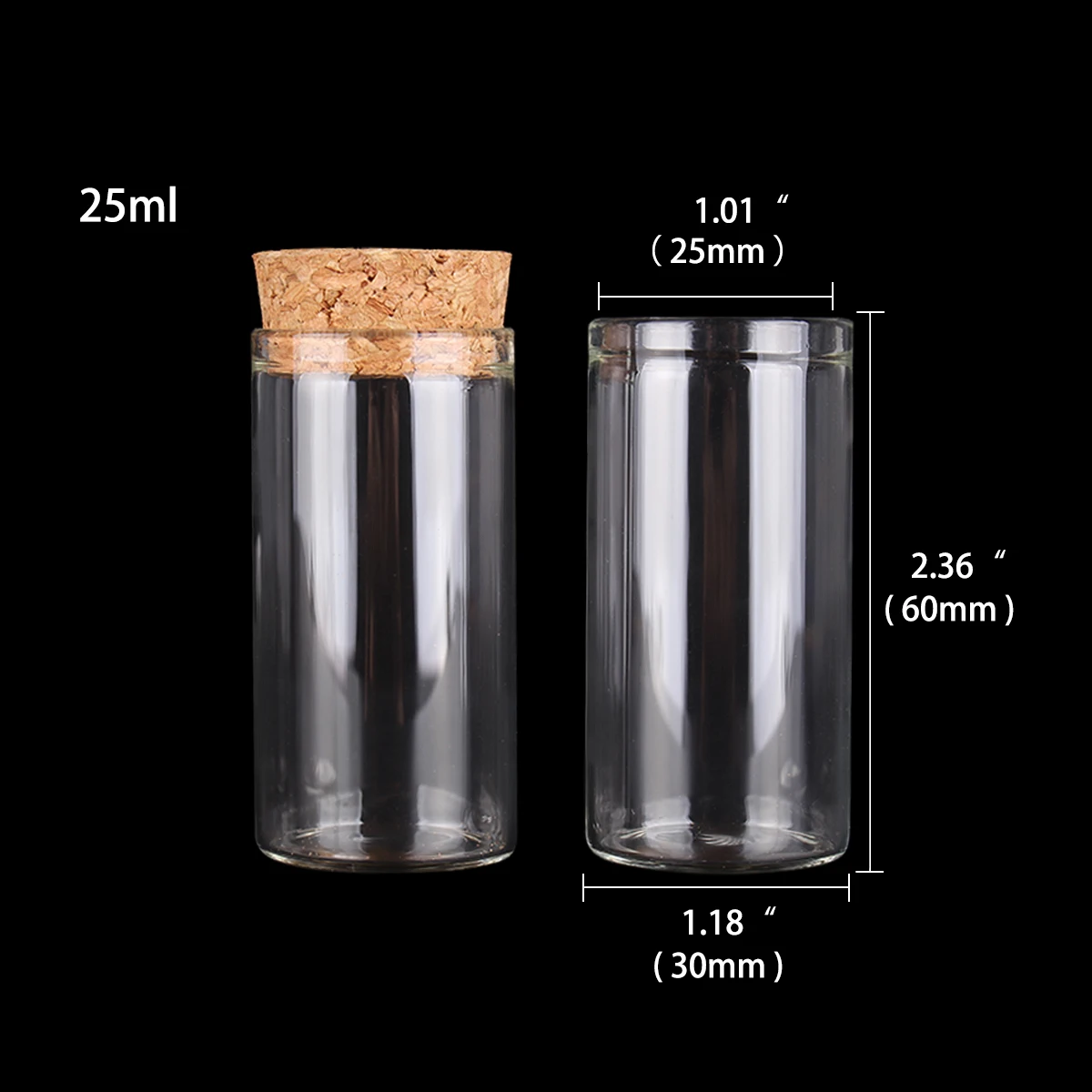 100 pieces 25ml 30*60mm Lab Glassware Glass Test Tube with Cork Stopper Glass Pefume Candy Bottles for Art DIY Crafts
100 pieces 25ml 30*60mm Lab Glassware Glass Test Tube with Cork Stopper Glass Pefume Candy Bottles for Art DIY Crafts