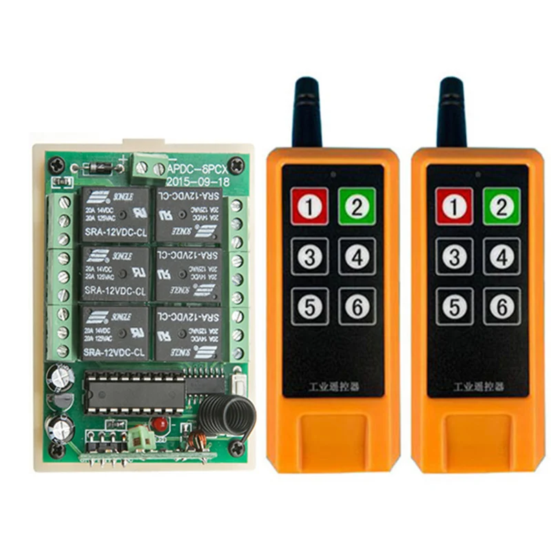 2000m DC12V 24V 6CH Wireless Remote Control LED Light Switch Relay Output Radio RF Transmitter And 433 MHz Receiver For garage
2000m DC12V 24V 6CH Wireless Remote Control LED Light Switch Relay Output Radio RF Transmitter And 433 MHz Receiver For garage
