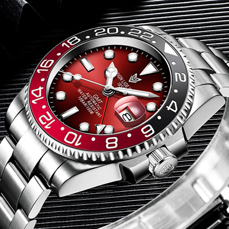 LIGE DESIGN Men GMT Automatic Mechanical Watch Ceramic Bezel 316L Stainless Steel 100ATM Waterproof Clock Sapphire Glass Watches
LIGE DESIGN Men GMT Automatic Mechanical Watch Ceramic Bezel 316L Stainless Steel 100ATM Waterproof Clock Sapphire Glass Watches