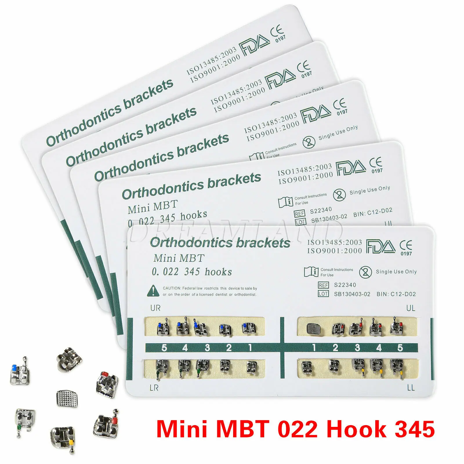 5 упаковок/100 шт. Стоматологические Ортодонтические скобки Mini MBT 0,022 слот 345 крючков Металлические Мини
5 упаковок/100 шт. Стоматологические Ортодонтические скобки Mini MBT 0,022 слот 345 крючков Металлические Мини