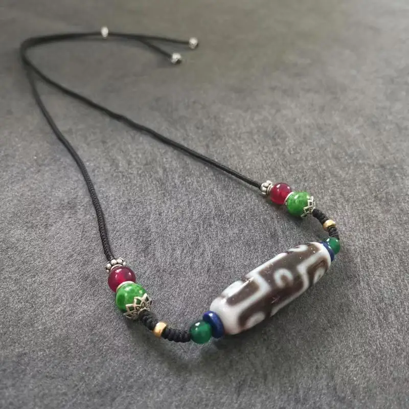 s925 silver natural agate dzi necklace antique glass red green chalcedony lapis lazuli designer jewelry gift box Handmade rope
s925 silver natural agate dzi necklace antique glass red green chalcedony lapis lazuli designer jewelry gift box Handmade rope