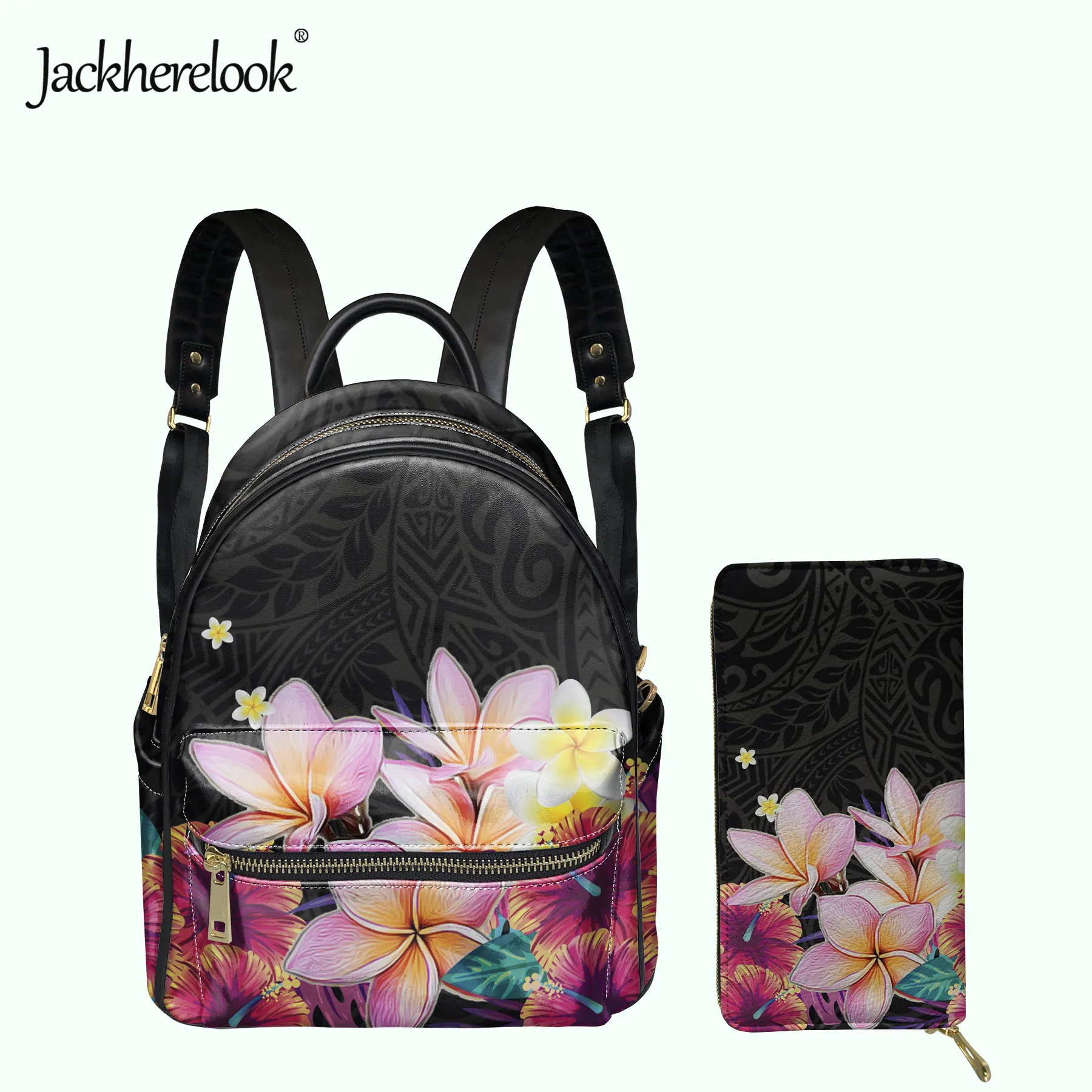 Jackherelook Plumeria Hibiscus Polynesian Pattern Women School Backpack Wallet 2pcs/Set PU Leather Small Schoolbags for Girls
Jackherelook Plumeria Hibiscus Polynesian Pattern Women School Backpack Wallet 2pcs/Set PU Leather Small Schoolbags for Girls