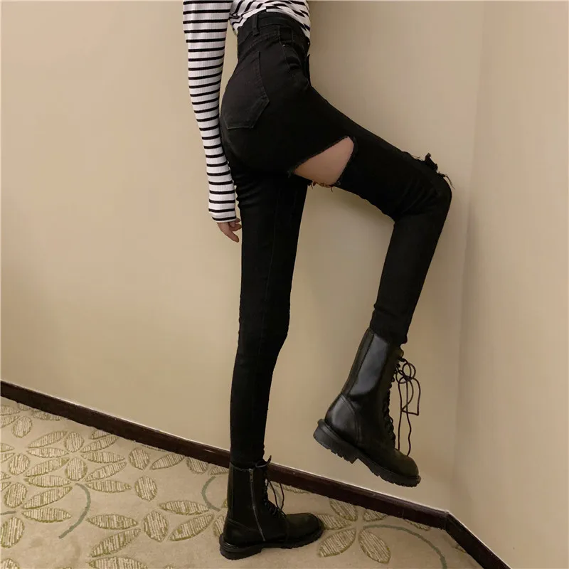 2022 Sexy High Waist Ripped Holes Denim Pants Female Trousers Pencil Jeans Women plus szie 5xl Skinny Pants Black Jeans KZ245
2022 Sexy High Waist Ripped Holes Denim Pants Female Trousers Pencil Jeans Women plus szie 5xl Skinny Pants Black Jeans KZ245
