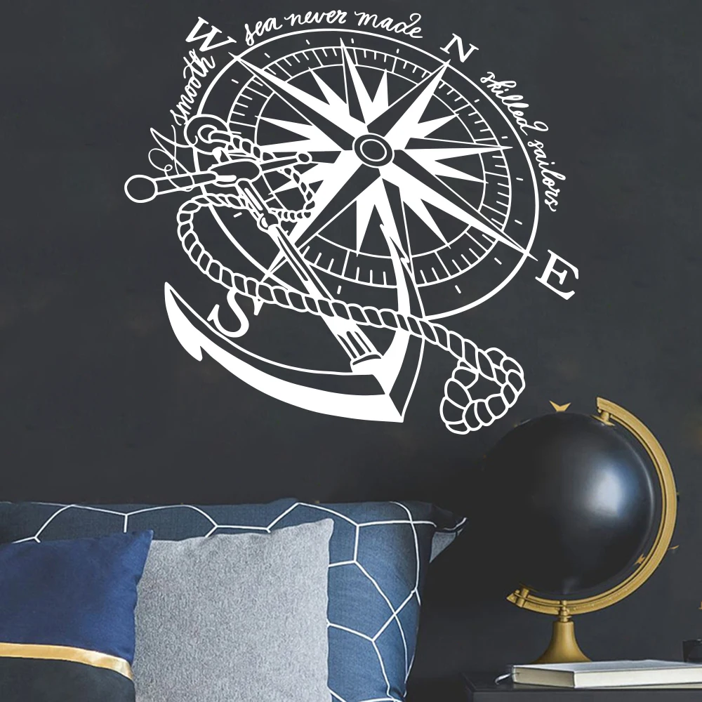 Modern Anchor Nautical Compass Rose Boat Wall Decal Kids Room Smooth Sea Never Made Skilled Sailor Navy Inspiral Wall Sticker
Modern Anchor Nautical Compass Rose Boat Wall Decal Kids Room Smooth Sea Never Made Skilled Sailor Navy Inspiral Wall Sticker