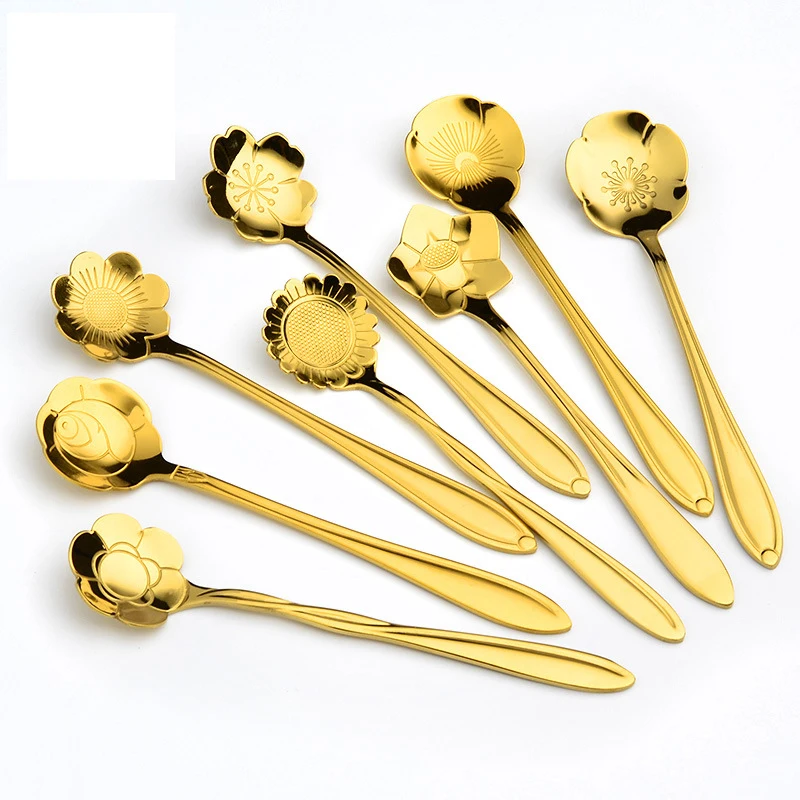 Tea Coffee Spoon Flowers Gold Mixing Stir Spoon Stainless Steel 2.8 cm Vintage Dessert Tea spoon Drink Tableware 8 Pcs / Set
Tea Coffee Spoon Flowers Gold Mixing Stir Spoon Stainless Steel 2.8 cm Vintage Dessert Tea spoon Drink Tableware 8 Pcs / Set