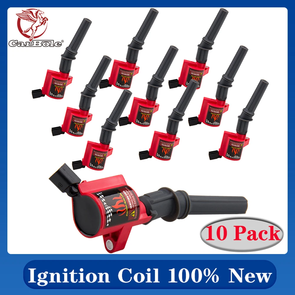 CARBOLE Ignition Coil Complete 10 Pack Ford F150 F250 F350 Ford Lincoln Mercury 4.6 5.4 6.8L V10 DG508 Red Black Ignition Coil
CARBOLE Ignition Coil Complete 10 Pack Ford F150 F250 F350 Ford Lincoln Mercury 4.6 5.4 6.8L V10 DG508 Red Black Ignition Coil