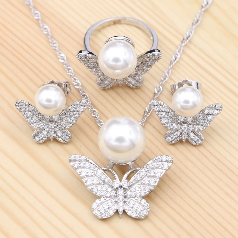 925 Silver Bridal Jewelry Sets White Cubic Zirconia Pearl for Women Butterfly Earrings/Ring/Pendant/Necklace
925 Silver Bridal Jewelry Sets White Cubic Zirconia Pearl for Women Butterfly Earrings/Ring/Pendant/Necklace