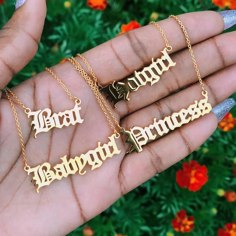 Custom Old English Name Necklace Classic Jewelry Personalized Women Men Gifts Stainless Steel Ancient English Nameplate Choker
Custom Old English Name Necklace Classic Jewelry Personalized Women Men Gifts Stainless Steel Ancient English Nameplate Choker