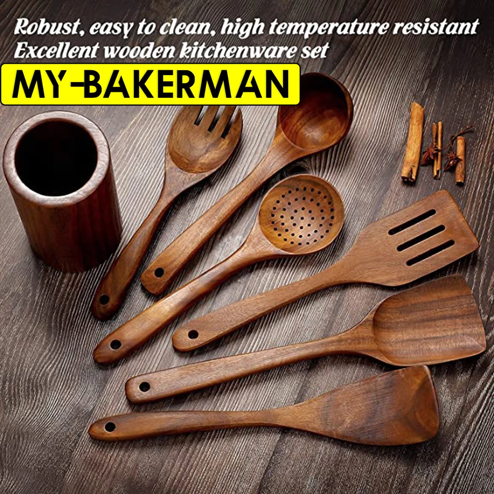 Wooden Kitchen Utensils set, Wooden Spoons for cooking Natural Teak Wood Non Stick Pots Kitchen Spatula Set for Cooking Gift
Wooden Kitchen Utensils set, Wooden Spoons for cooking Natural Teak Wood Non Stick Pots Kitchen Spatula Set for Cooking Gift