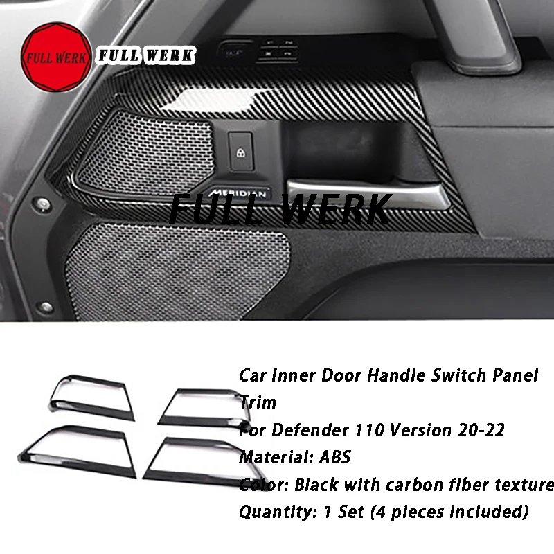 1 Set ABS Car Inner Door Handle Switch Panel Trim Decoration Cover Sticker Frame for Land Rover Defender 90 110 Version 20-22 Ac
1 Set ABS Car Inner Door Handle Switch Panel Trim Decoration Cover Sticker Frame for Land Rover Defender 90 110 Version 20-22 Ac