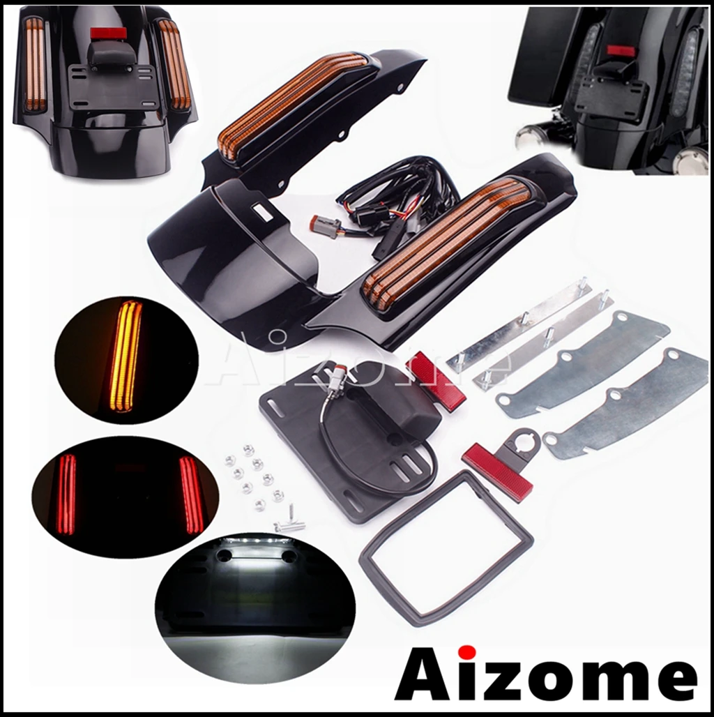 Motorcycle Rear Fender Extension Fascia LED Turn Signal Brake Running Lights For Harley Touring Ultra Limited Road King 2014-18
Motorcycle Rear Fender Extension Fascia LED Turn Signal Brake Running Lights For Harley Touring Ultra Limited Road King 2014-18