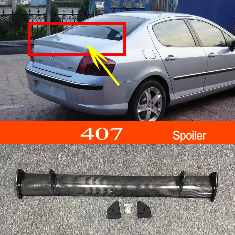 407 Real Carbon Fiber / FRP GT-style Car-styling Sporty Rear Trunk Wing Spoiler for Peugeot 407 Sedan
407 Real Carbon Fiber / FRP GT-style Car-styling Sporty Rear Trunk Wing Spoiler for Peugeot 407 Sedan
